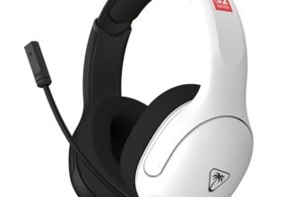 Turtle Beach Airlite Fit Nero e Bianco Cuffie da gioco con cavo – Con licenza ufficiale per Nintendo Switch 2, Nintendo Switch, Resistenti, Leggere