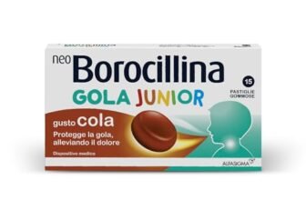 NEO BOROCILLINA Gola Junior, 15 Pastiglie Gommose, Sostiene il Ripristino del Benessere della Gola, Riduce il Bruciore e la Sensibilità alla Deglutizione, Gusto Cola, Dispositivo Medico