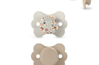 Suavinex, confezione da 2 ciucci con tettina simemtrica in silicone SX Pro, piatta e flessibile, per bambini 6/18 mesi, rispetta lo sviluppo orale, previene gli sfregamenti, Wonderland Beige