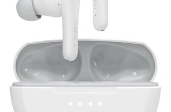 Belkin SoundForm Nano 2 Auricolari Bluetooth per bambini con microfono, batteria di 28 ore, volume sicuro di 85 dB, resistenza all’acqua (IPX5), auricolari Bluetooth per iPhone, iPad, Galaxy – Bianco