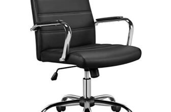Yaheetech Sedia/Poltroncina Ufficio Scrivania Ergonomica Ecopelle Altezza Regolabile Girevole a Rotelle Reclinabile per Computer Imbottita con Braccioli Portata 130 kg Nera