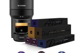 De’Longhi Nespresso Vertuo Pop ENV90.B, Macchina Caffè a Capsule con Tecnologia Centrifusion, 4 Formati in Tazza, INCLUSE 60 CAPSULE, 1260W, Liquorice Nero