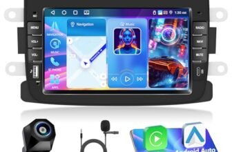 Motorsi Autoradio 4+64G Android 15 per Dacia Logon Duster Captur Sandero Symbol Lodgy LadaXray, 1 DIN 7” Stereo Radio Bluetooth 5.0 IOS Carplay Android Auto Radio EQ GPS WiFi Supporto DAB