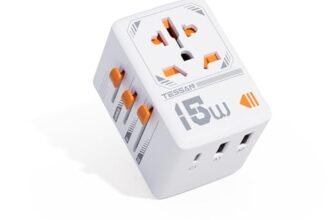 TESSAN Adattatore Universale da Viaggio, Presa Universale da Viaggio con 1 USB C e 2 USB A, Adattatore Spina per Americana USA Giappone UK Inglese Australia Tailandia, Presa Internazionale