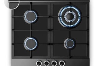 Klarstein Verosteel Piano Cottura Gas 60cm – 4 Fuochi, 8000W, Vetro & Acciaio Inox, GPL/Naturale, Accensione Elettrica, Sicurezza Fiamma, Fornello a Gas Cucina, Acciaio inossidabile nero