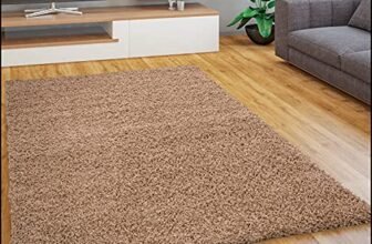 Paco Home Tappeto Salotto Moderno Soggiorno Pelo Lungo Peloso Monocolore Moderno Tappeto Morbido, Dimensione:140×200 cm, Colore:Beige
