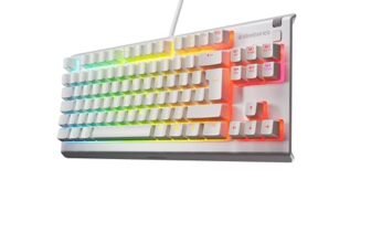 SteelSeries Apex 3 TKL – Tastiera Gaming Bianco – Fattore di forma compatto senza tastierino – Illuminazione RGB a 8 zone – Resiste ad acqua e polvere – Switch da gaming super silenziosi – UK QWERTY