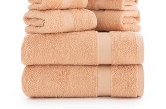 Todocama – Set di 8 asciugamani da bagno 100% cotone (550 gsm) extra morbidi, ad alta assorbimento e asciugatura rapida, 2 asciugamani da bagno, 2 mani e 4 facciali (beige)