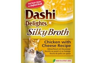 INABA Dashi Delights Silky Broth, Cibo Umido per Gatti con Pollo e Formaggio, Brodo di Pesce, Ricco di Proteine, Ingredienti Naturali, Pasto Complementare, 1 Confezione da 40 g