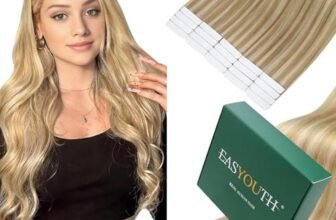 Easyouth Extension Adesive Capelli Veri Highlight Blonde Biadesivo Per Extensions Capelli Veri Biondo Bianco Biadesive Human Hair Extension Lisci #P27/613 50g 20pz 50cm