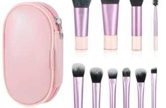 flintronic 10 Pcs Set Pennelli Make up, Set Pennello Make Up, per Applicazione Contorno e Definizione, Sfumature, Fondazione Cipria Fard, Ombretto,