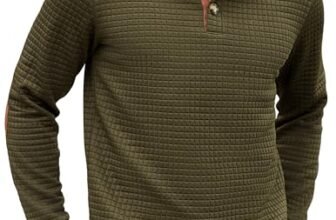 COOFANDY Maglioni da uomo invernali con collo a camicia, felpe con cappuccio in maglia a nido d’ape, con bottoni, felpe casual trapuntate, Colore: verde scuro., L