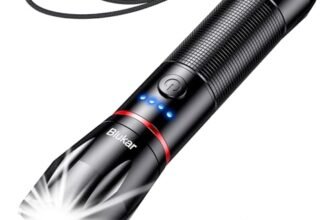 Blukar Torcia LED Ricaricabile, Super Luminoso Zoomabile Torcia Potente, 5 Modalità di Illuminazione, IPX6 Impermeabile Flashlight per Campeggio/Escursionismo/Emergenza/Interruzione di Corrente