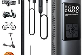 Wistrue 6000mAh Mini Compressore Aria Portatile 150PSI Gonfiatore Elettrico con Batteria Ricaricabile, Schermo LCD Digitale, Pompa per Bicicletta, Auto, Moto, monopattino, Palloni