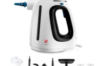 Di4 Vaporix Pulitore a Vapore Manuale 1350W, Vapore Continuo 32 g/min, Riscaldamento 30s, 16 min di Vapore, Serbatoio 550 ml, Pulitore a Vapore Multifunzione 9 Accessori, Tubo 3 m