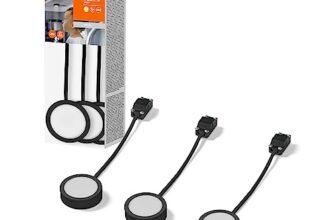 LEDVANCE LED SPOT Puck luce sottopensile 65mm, nera, 3x3W, 3x330lm, design rotondo e luce bianca calda, 3000K, set di tre luci sottopensile con modulo LED integrato, protezione IP20