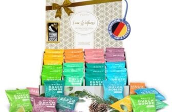 WALTZ 7 Set Bombe da Doccia, 32 Pastiglie Pacchetto Mensile, 8 Profumi Naturali, Aromaterapia per Relax e Benessere, Oli Essenziali, Idee Regalo Donna, Uomo, Regalo Pasquale