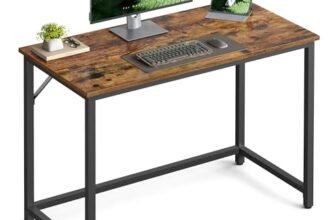 VASAGLE Scrivania per Computer, Postazione Lavoro, Scrivania da Ufficio, Studio Camera da Letto 50 x 100 x 76 cm, Stile Industriale, Struttura Metallica, Marrone Vintage e Nero Inchistro LWD41X