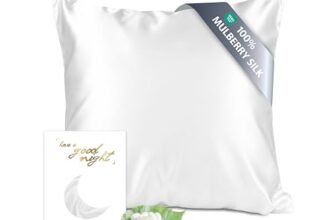 townssilk Federa seta cuscino,100% naturale seta di gelso 19momme,doppia faccia,benefica per capelli e pelle,ipoallergenica,cerniera nascosta,1 pz,40x40cm,Bianco
