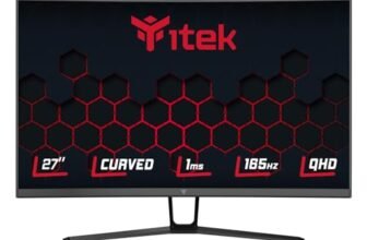 Itek monitor GGC – 27″ Curvo, 2560×1440 WQHD, HDR400, Pannello VA da 165 Hz, Risposta 1 ms, FreeSync, G-Sync, Adaptive Sync, 2xHDMI, 2x Display Port, Flicker Free