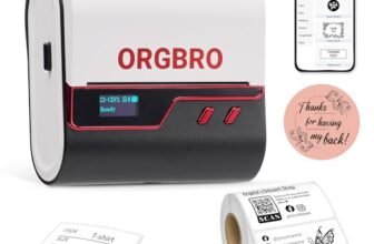 ORGBRO Z3 Stampante Etichette Adesive Termica Etichettatrice Etichette Adesive Personalizzate para Joyería, Supermercado, Pequeñas Empresas con 1 Rollo Blanco de Etiquetas de 50×30 mm, Rojo