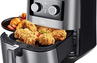 Uten Friggitrice ad Aria Calda 5,5 Litri, Friggitrice Senza Olio XXL, Acciaio Inossidabile, 1700W Air Fryer, Timer e Temperatura Regolabile, PFOA e BPA Free