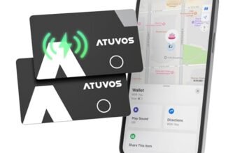 ATUVOS Air Tag Card Ricaricabile Wallet Tracker 1.6mm 2 Pezzo, Smart Tag compatibile con Apple Dov’è (solo iOS, Android non supportato), Bluetooth Localizzatore per Valigie, Portafoglio, Borse,Bagagli