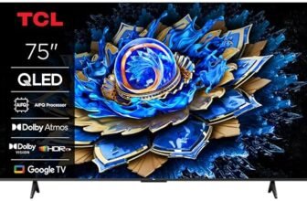 TCL 75T69C 75” QLED 60HZ 4K HDR, Google TV, Smart TV (Dolby Vision & Atmos, Motion clarity, compatibile con Google Assistant & Alexa), 2025
