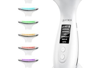 Massaggiatore Elettrico Viso Antirughe Lifting: Face Massager con 6 Modalità 7 Colori LED EMS Microcorrente Massaggio – Dispositivo Bellezza 45 ℃ Terapia Della Luce Per Rassodante Facial Collo e Mento