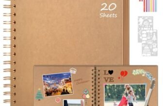 Boic Album Fotografico 21x21cm Spirale Scrapbook, Fai da Te Album Foto 40 Pagine Guestbook, Regali Nozze Natale Valentino Regalo di Anniversario Compleanno (Kaki)