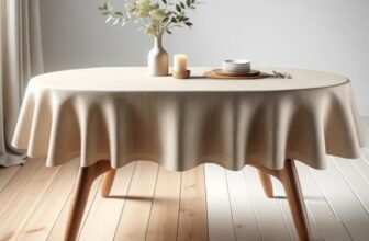 SANLEHAUSE Tovaglia Ovale Lavabile, Tovaglia da Tavola Beige in Lino 155x240cm, Texture Di Alta Qualità, Tovaglia di Facile Manutenzione, Effetto Lino, Punzonata a Mano