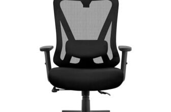 Yaheetech Poltrona/Sedia Ufficio Scrivania Ergonomica Lombare Schienale Reclinabile Bloccabile tra 90° e 130° a Rete Traspirante Braccioli Poggiatesta Regolabili a Ruote Girevole Nera