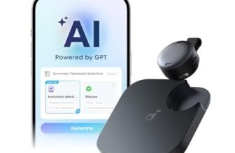 Soundcore Work di Anker, Registratore Vocale AI Portatile, Trascrizione/Sintesi AI, 6 Mesi di PRO in Omaggio, Riepilogo Cross-Meeting, Marcatura con Doppio Tocco, Certificato MFi, Protezione Privacy