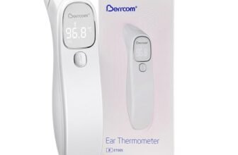 Berrcom Termometro Fronte e Orecchio Termometro Febbre Infrarossi Senza Contatto Termometro Neonato Digitale con Allarme Febbre, Lettura Istantanea, Interruttore °C/°F