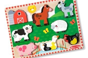 Melissa & Doug Puzzle in Legno Animali della Fattoria – Gioco Educativo con Pezzi Facili da Afferrare, 12 Pezzi, per Bambini e Bambine, 2+ Anni – Certificato FSC, Certificati FSC