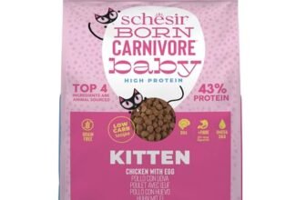 Schesir Born Carnivore Baby, al gusto Pollo e Uovo, Crocchette per gattini, crocchette Cotte al forno (Sacco da 1,25kg)