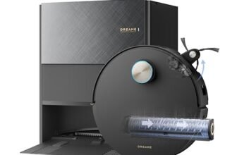 DREAME Aqua10 Ultra Roller Complete Robot Aspirapolvere, Autopulizia Rullo, Supera Ostacoli da 8cm, Auto-Svuotamento, Aspirazione 30.000 Pa, Evita Oltre 240 Oggetti, Controllo Vocale Intelligente,Nero