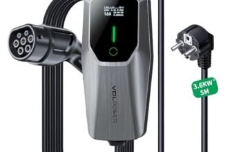 VDLPOWEREU Cavo Ricarica Auto Elettrica, 3,6 KW EV Caricatore Tipo 2, 5m Caricabatterie Elettrico per Auto, 6-16 A con Spina EU Schuko, Wallbox Terminale di Ricarica monofase IP65 (IEC 62196-2)