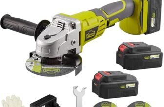 DEWINNER Smerigliatrice a Batteria, Flessibile a Batteria 115 mm, 2 Batterie 3 Ah, Impugnatura Ausiliaria, Caricatore Rapido, 2 Dischi di Molatura per Smerigliatura, Taglio e Lucidatura