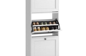 Bealife Scarpiera Ingresso con 3 Ante a Ribalte，Scarpiera Salvaspazio slim，Scarpiera Legno per Ingresso, Corridoio, 50x24x130 cm ，Bianco (3 Pareggi)