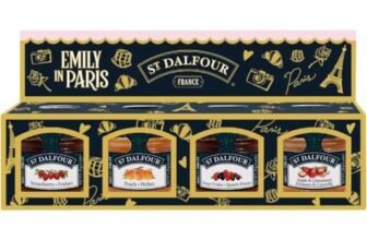 St Dalfour Emily in Paris – Mini marmellata, 100% frutta, composta di frutta dalla Francia, confezioni monodose da 4 x 28 g (Lampone/Fragola)