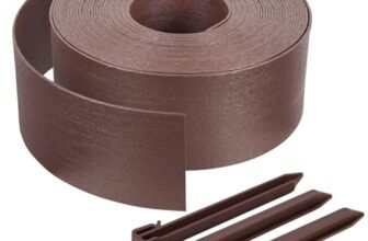 VOUNOT® Bordo Giardino Flessibile, Bordi Aiuole PE Bordura per Prato con Picchetti di Fissaggio, Lunghezza 20m Altezza 13cm Spessore 3mm, Marrone