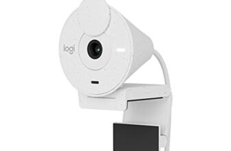 Logitech Brio 300 Webcam Full HD con Otturatore Privacy, Mic con Riduzione del Rumore, USB-C, Streaming, Certificata per Zoom, Microsoft Teams, Google Meet, Correzione Automatica della Luce – Bianco