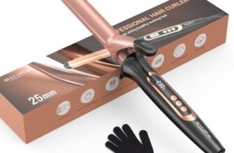 BESTOPE MIX Ferro Arricciacapelli 25mm a Temperatura Regolabile 80℃-230℃, Arricciacapelli a Riscaldamento Rapido con Display LCD, Adatto a tutti i tipi di capelli