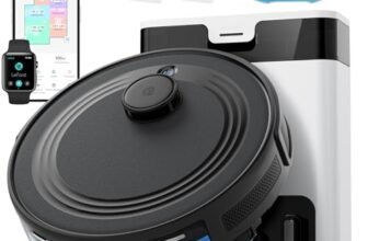 LEFANT M2 Pro Robot Aspirapolvere e Lavelli, 6000Pa Aspirazione, 140min Autonomia, Autovescamento 60 Giorni, Navigazione dToF, Ostacoli 190° PSD, Mappatura multilivello, Animali domestici, Nero