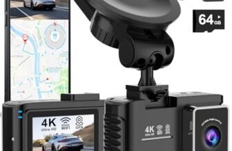 Dashcam auto anteriore posteriore 4K/2.5K, dash cam WiFi 5GHz con GPS, IPS da 2,0″, grandangolo da 170°, Sorveglianza del parcheggio 24 ore su 24,WDR,sensore G,registrazione in loop,scheda SD da 64 GB
