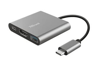 Trust Dalyx 3-in-1 Adattatore USB-C multiporta 3-in-1, Porta HDMI per collegare un monitor o la TV, HDR e HDMI 1.4 (4K 30Hz), Porta USB-C PD per ricaricare il laptop, PC/Laptop/Macbook/Chromebook