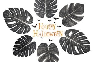 OMIGA 48 Pezzi Foglie Finte per Decorazioni 4 Tipi Foglie di Palma Artificiali Monstera per Festa Hawaiana Giungla Spiaggia Decorazioni Tropicali Festa (Nero)