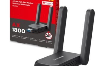 MERCUSYS TP-Link MA72XH WiFi USB AX1800Mbps, Chiavetta WiFi per PC Fisso, 2 Antenne ad Alto Guadagno, Dual Band 5GHz/1201Mbps + 2.4GHz/574Mbps, USB 3.0, MU-MIMO, WPA3, Supporta Windows 10/11