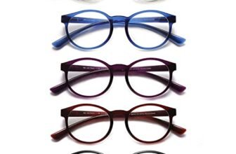 OKH 5 Pacco Occhiali Leggeri Blu, Occhiali Da Lettura Con Cerniera Primaverile Tr90 Frame, Lettori Infrangibili(Rotondi +3.5)